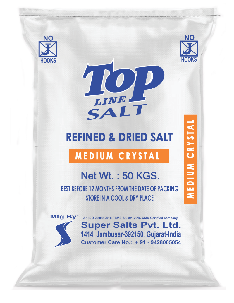 Topline medium crystal industrial salt 50 KG bag by Super Salts