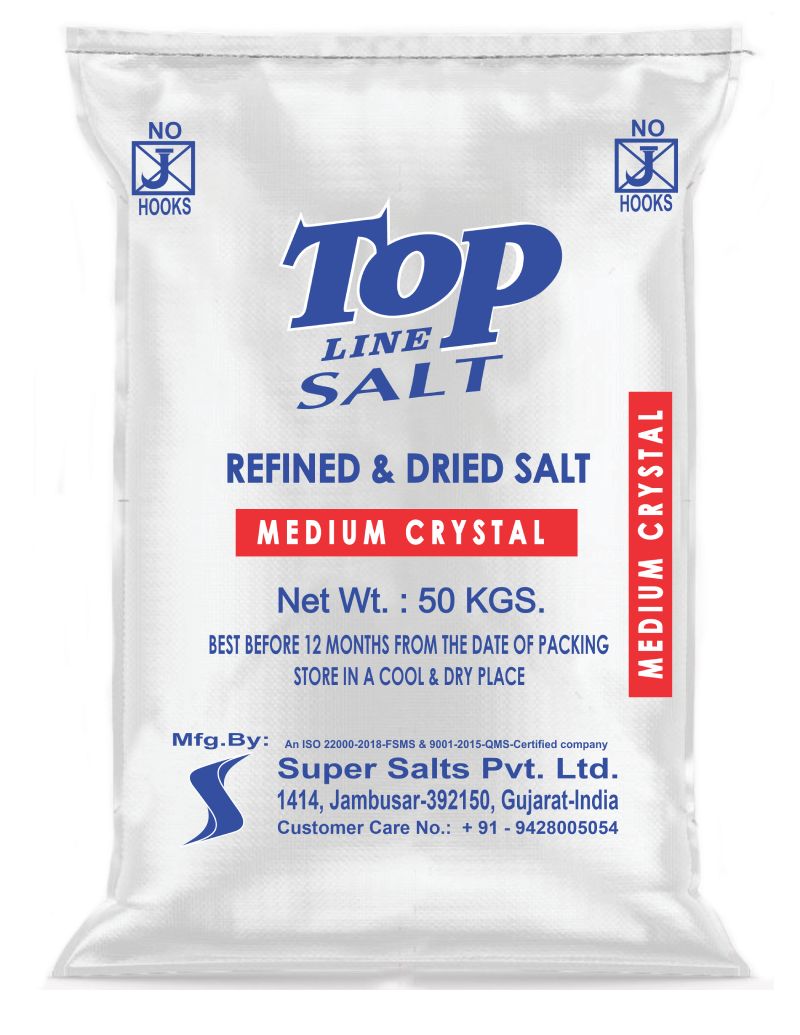 Topline medium crystal industrial salt 3D red 50 KG bag by Super Salts