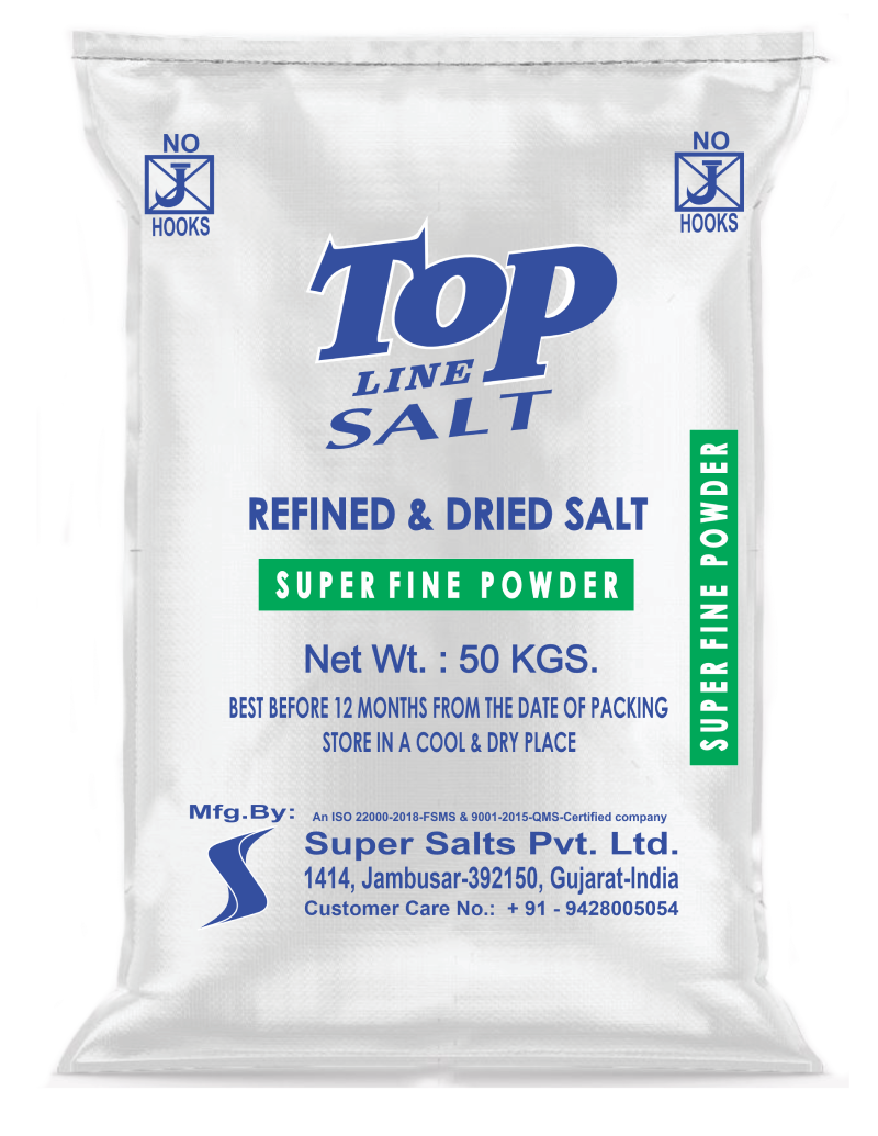 Topline super fine powder industrial salt 3D green 50 KG bag by Super Salts